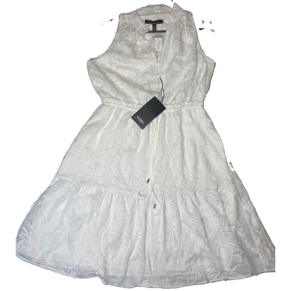NWT White House Black Market WHBM Halter Sleeveless Dress White, Lined Size M
